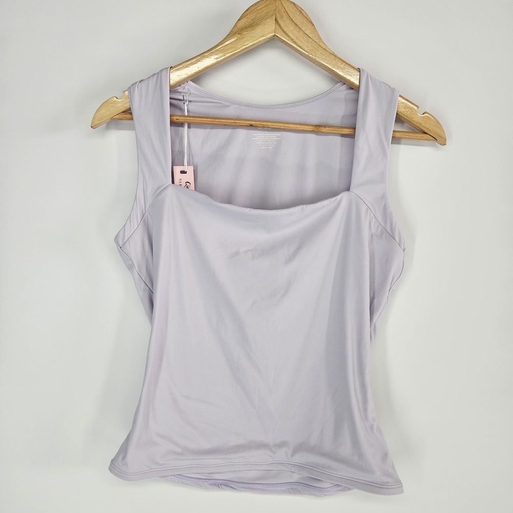 NEW QINSEN Large Womens‎ Purple Lavender Square Neck Tank Top Shirt Fairy